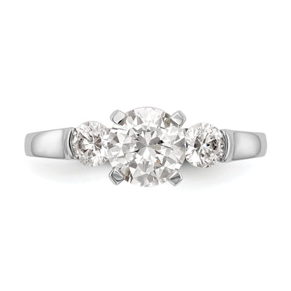 0.40ct. CZ Solid Real 14K White Gold 3-Stone Peg Set Engagement Ring