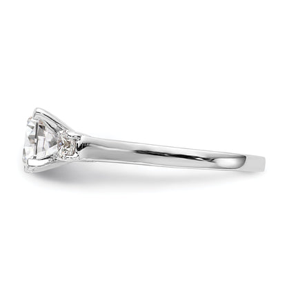 0.20ct. CZ Solid Real 14K White Gold 3-Stone Peg Set Engagement Ring
