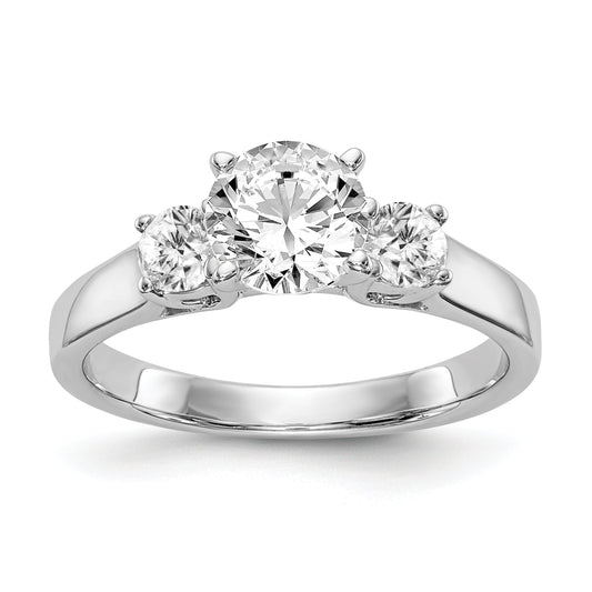 0.33ct. CZ Solid Real 14K White Gold 3-Stone Peg Set Engagement Ring