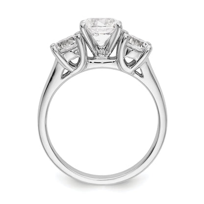 1.00ct. CZ Solid Real 14K White Gold 3-Stone Peg Set Engagement Ring