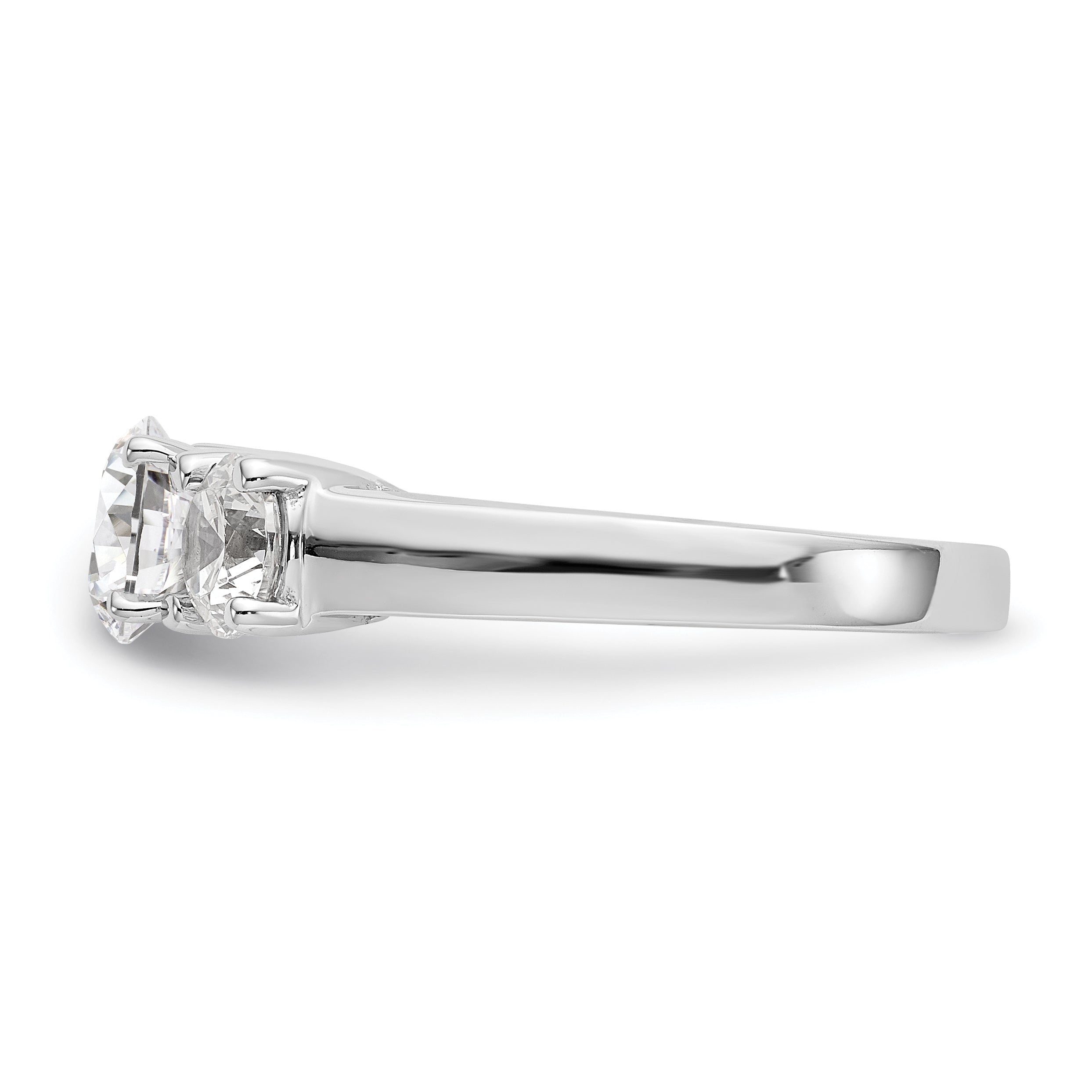 1.00ct. CZ Solid Real 14K White Gold 3-Stone Peg Set Engagement Ring