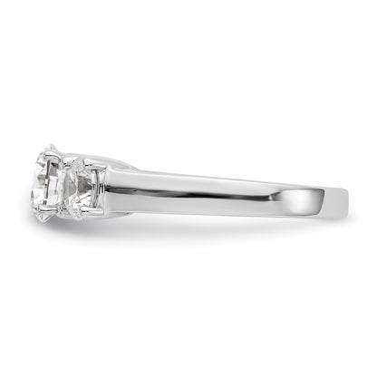 1.00ct. CZ Solid Real 14K White Gold 3-Stone Peg Set Engagement Ring