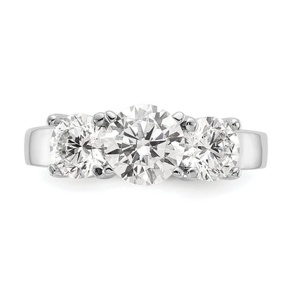 1.00ct. CZ Solid Real 14K White Gold 3-Stone Peg Set Engagement Ring