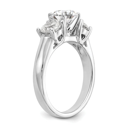 1.00ct. CZ Solid Real 14K White Gold 3-Stone Peg Set Engagement Ring