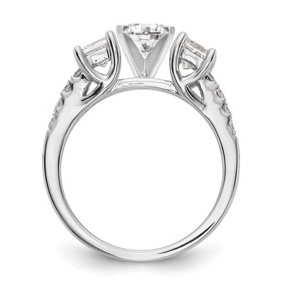 0.85ct. CZ Solid Real 14K White Gold 3-Stone Peg Set Engagement Ring