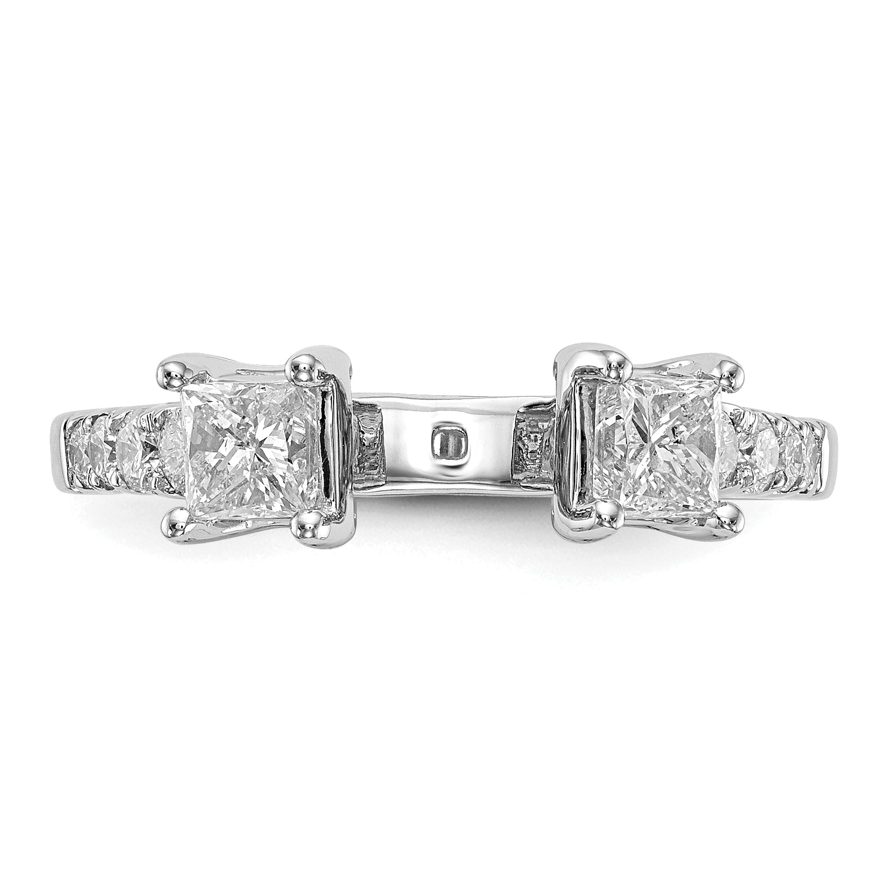 0.85ct. CZ Solid Real 14K White Gold 3-Stone Peg Set Engagement Ring