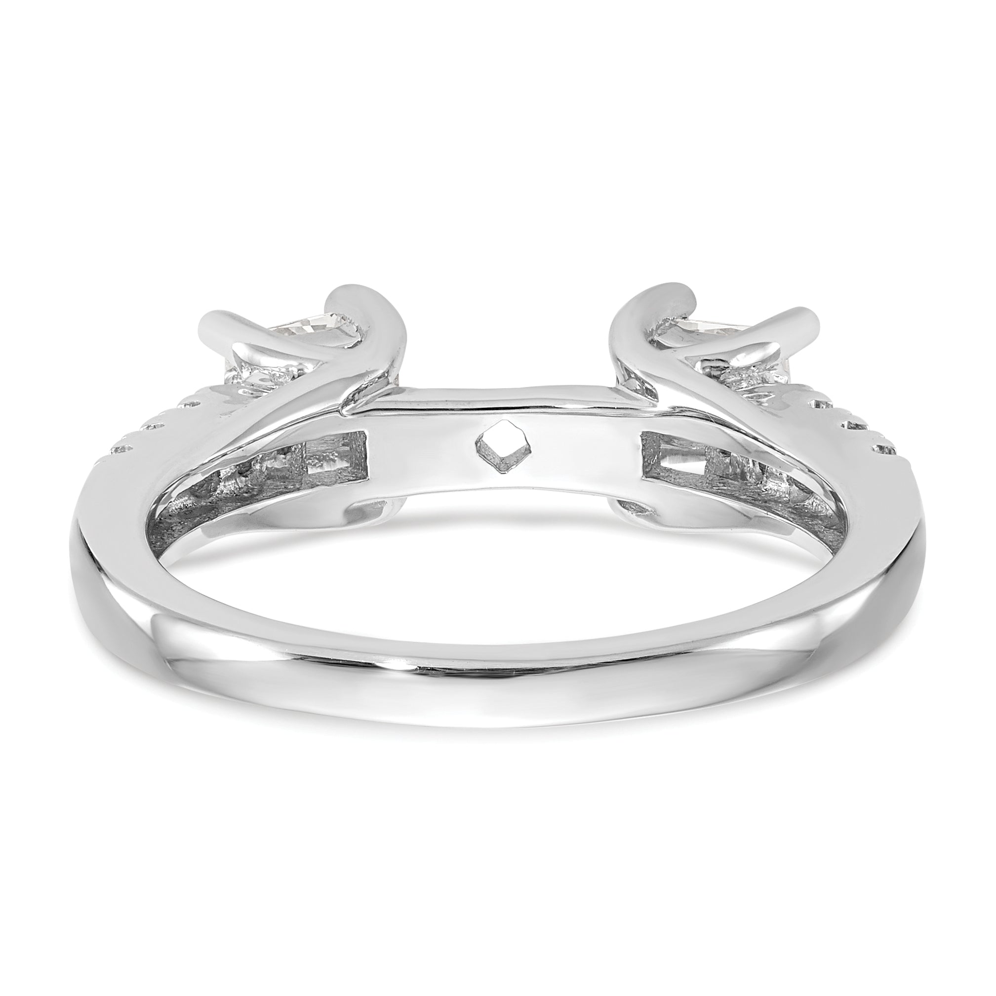 0.85ct. CZ Solid Real 14K White Gold 3-Stone Peg Set Engagement Ring