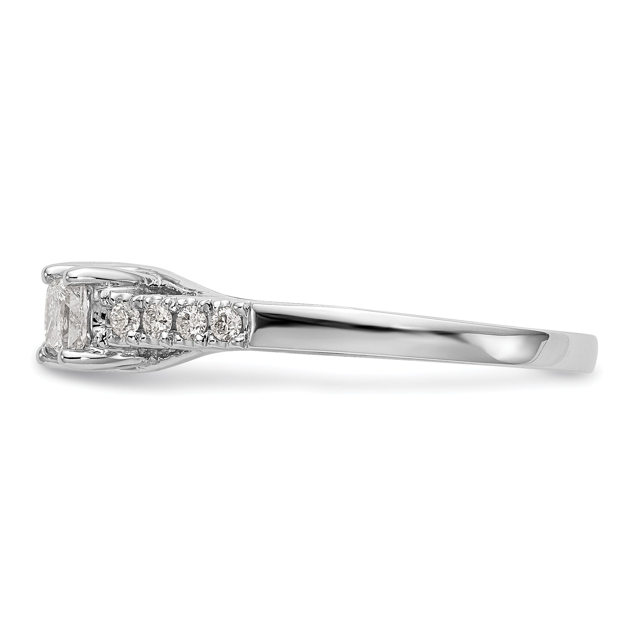 0.33ct. CZ Solid Real 14K White Gold 3-Stone Peg Set Engagement Ring