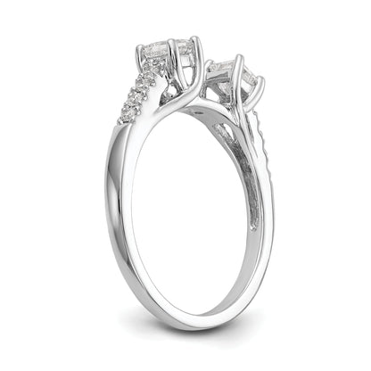 0.33ct. CZ Solid Real 14K White Gold 3-Stone Peg Set Engagement Ring