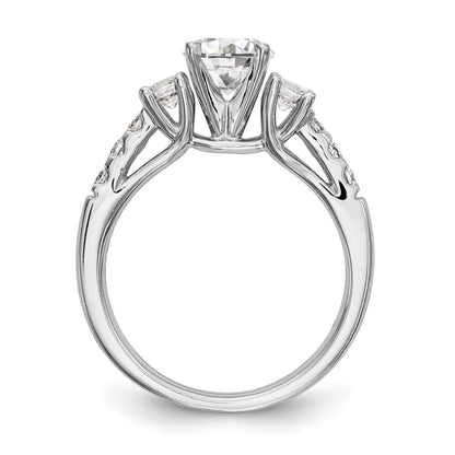 0.48ct. CZ Solid Real 14K White Gold 3-Stone Peg Set Engagement Ring