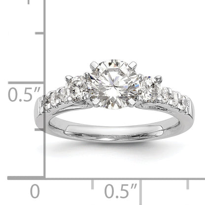 0.48ct. CZ Solid Real 14K White Gold 3-Stone Peg Set Engagement Ring