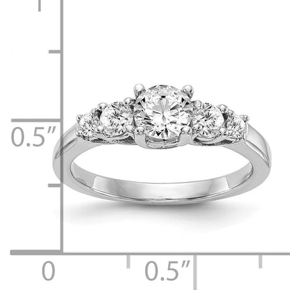 0.34ct. CZ Solid Real 14K White Gold 5-Stone Engagement Ring
