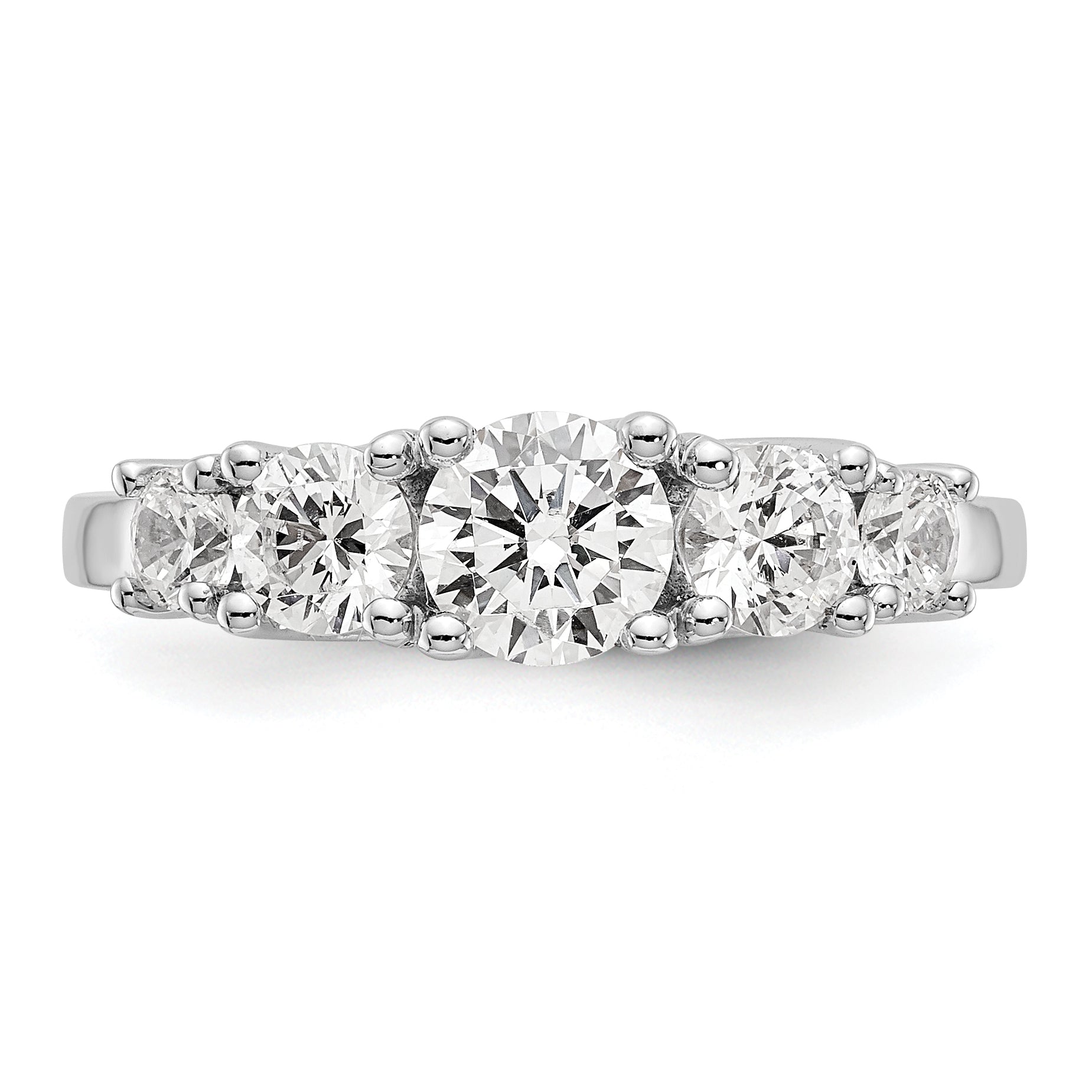 0.70ct. CZ Solid Real 14K White Gold 5-Stone Engagement Ring