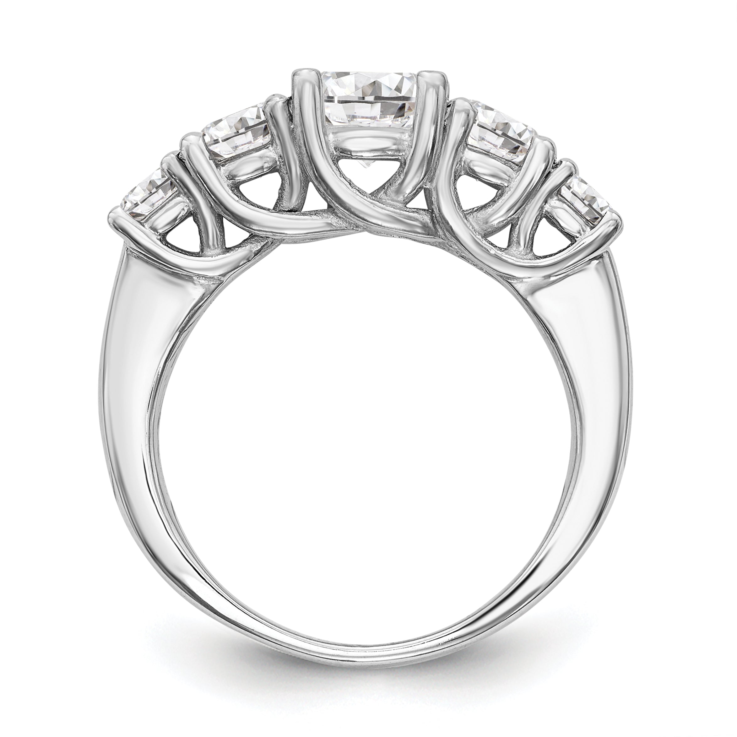 1.44ct. CZ Solid Real 14K White Gold 5-Stone Engagement Ring