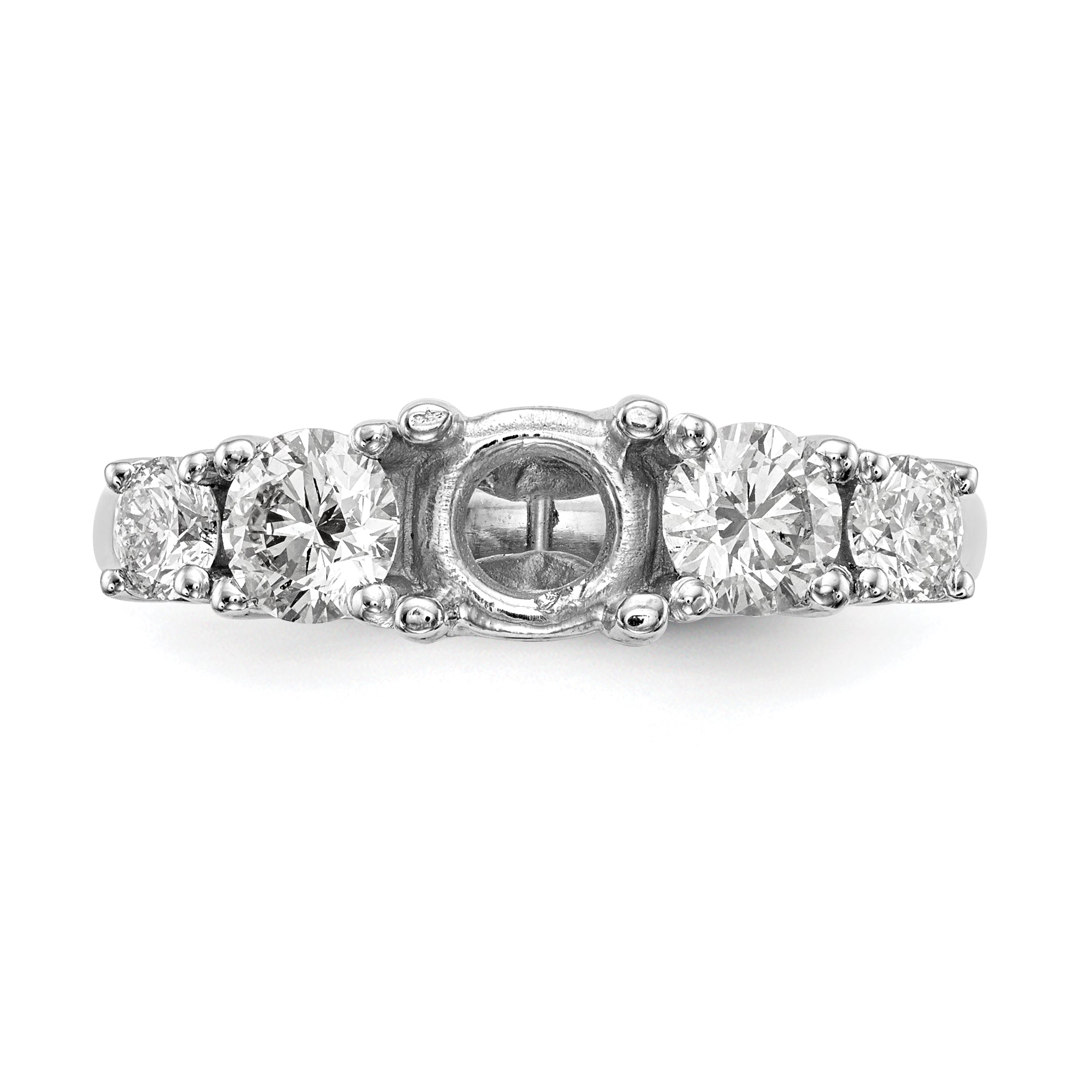 1.44ct. CZ Solid Real 14K White Gold 5-Stone Engagement Ring