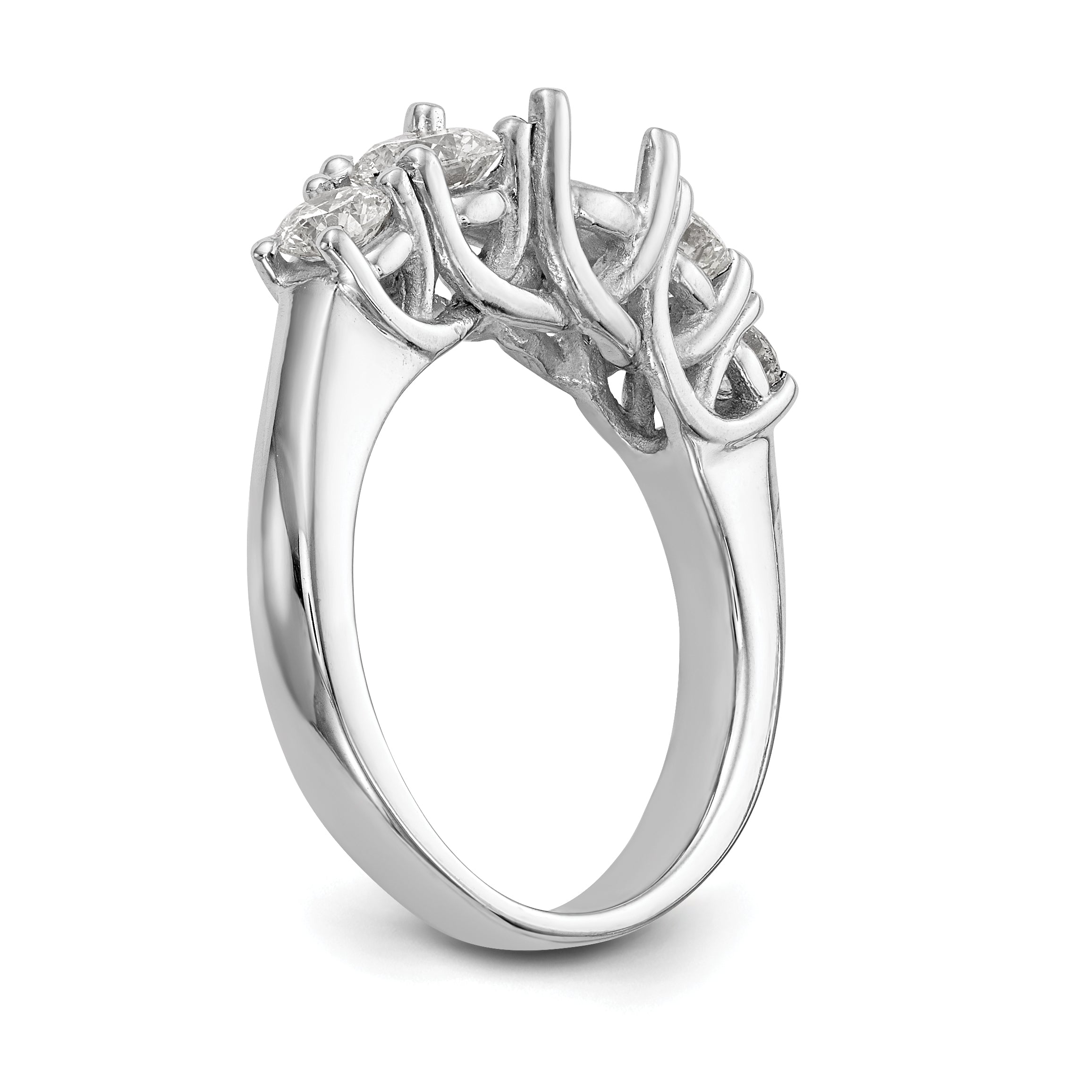 1.00ct. CZ Solid Real 14K White Gold 5-Stone Engagement Ring