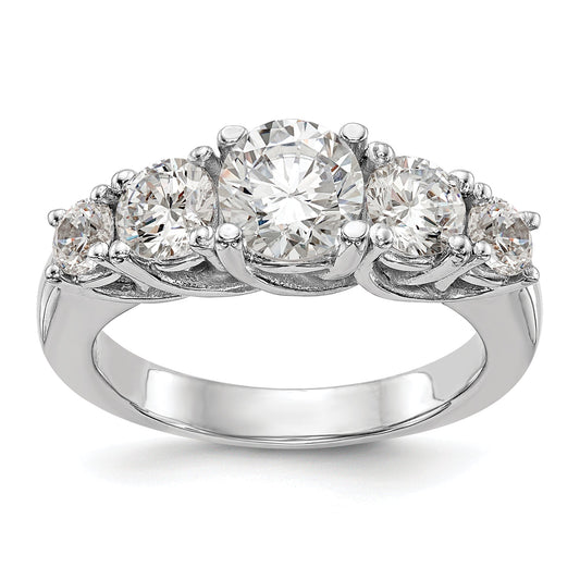 1.44ct. CZ Solid Real 14K White Gold 5-Stone Engagement Ring