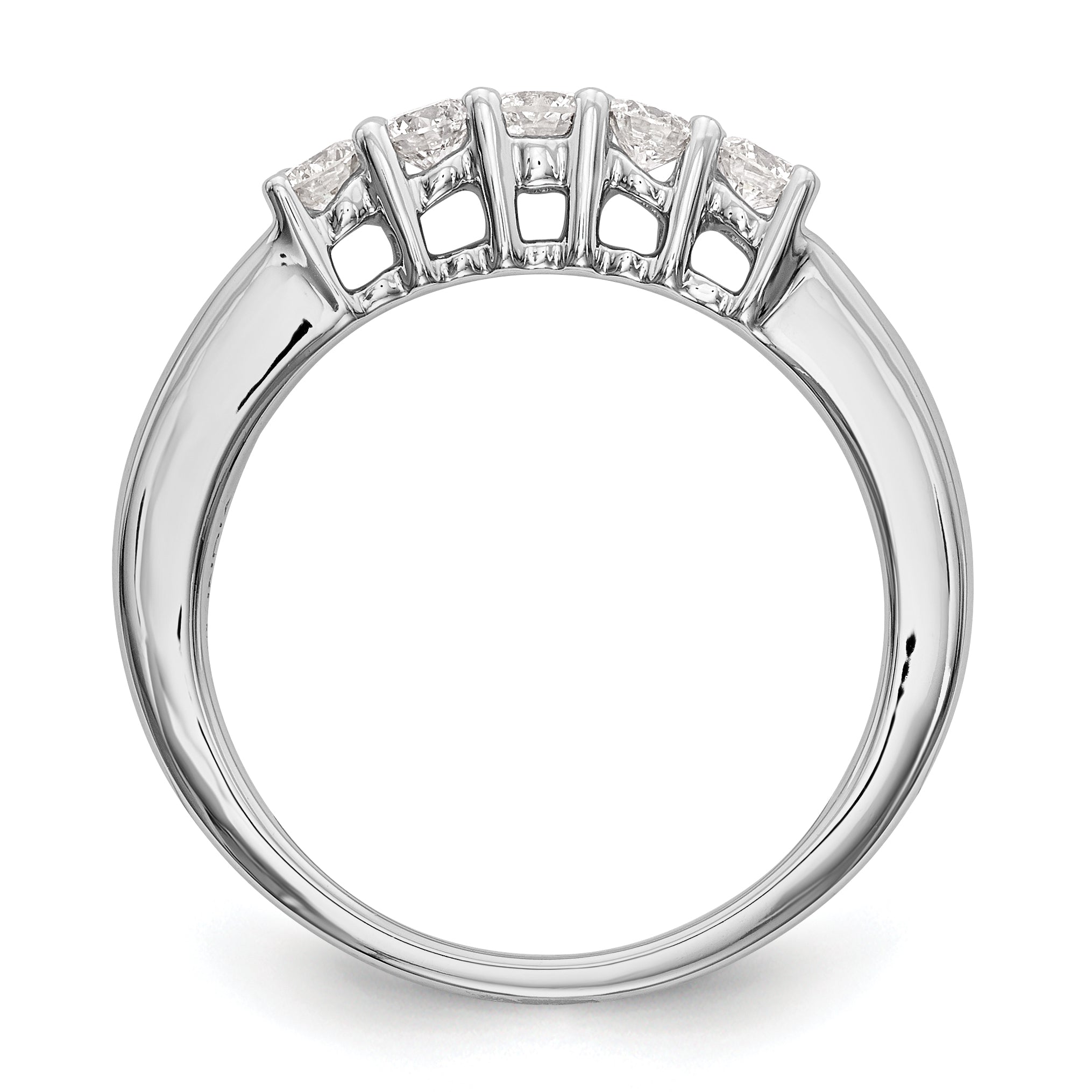 0.50ct. CZ Solid Real 14K White Gold 5-Stone Wedding Wedding Band Ring