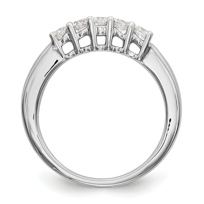 0.50ct. CZ Solid Real 14K White Gold 5-Stone Wedding Wedding Band Ring