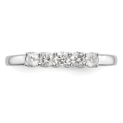 0.50ct. CZ Solid Real 14K White Gold 5-Stone Wedding Wedding Band Ring