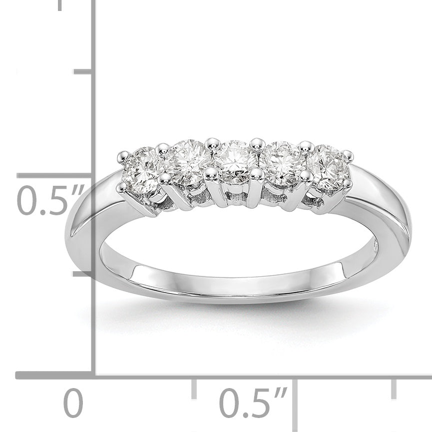 0.50ct. CZ Solid Real 14K White Gold 5-Stone Wedding Wedding Band Ring