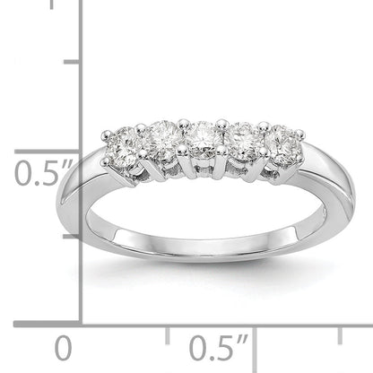 0.50ct. CZ Solid Real 14K White Gold 5-Stone Wedding Wedding Band Ring