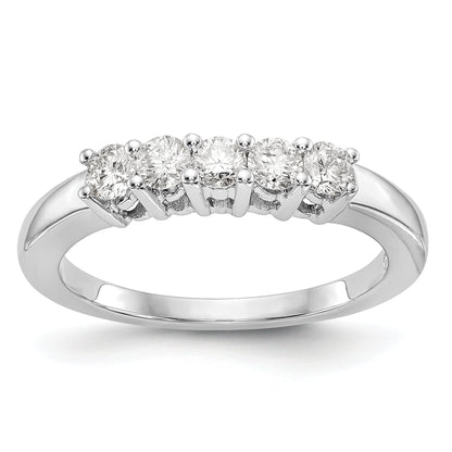 0.50ct. CZ Solid Real 14K White Gold 5-Stone Wedding Wedding Band Ring