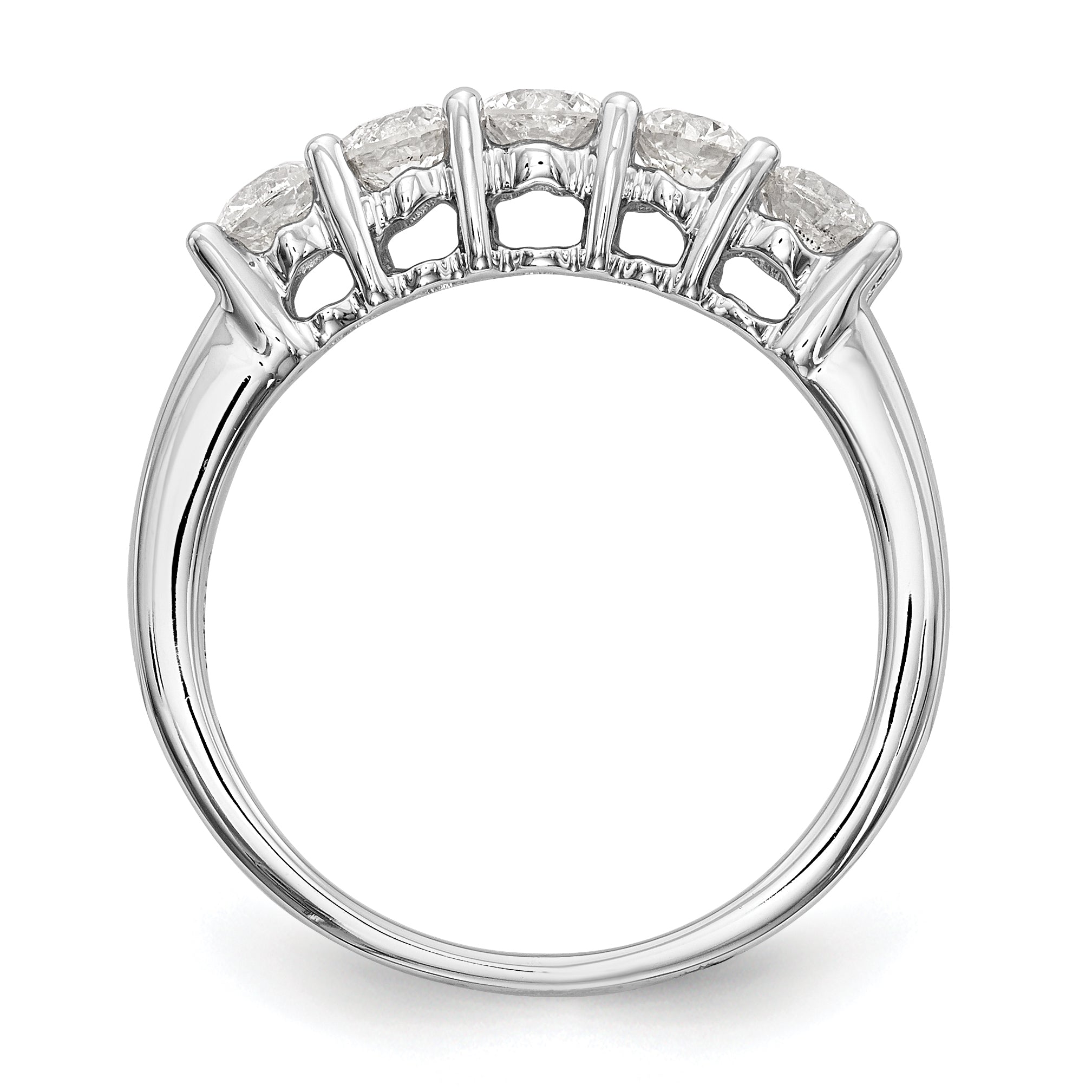 0.88ct. CZ Solid Real 14K White Gold 5-Stone Wedding Wedding Band Ring
