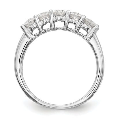 0.88ct. CZ Solid Real 14K White Gold 5-Stone Wedding Wedding Band Ring