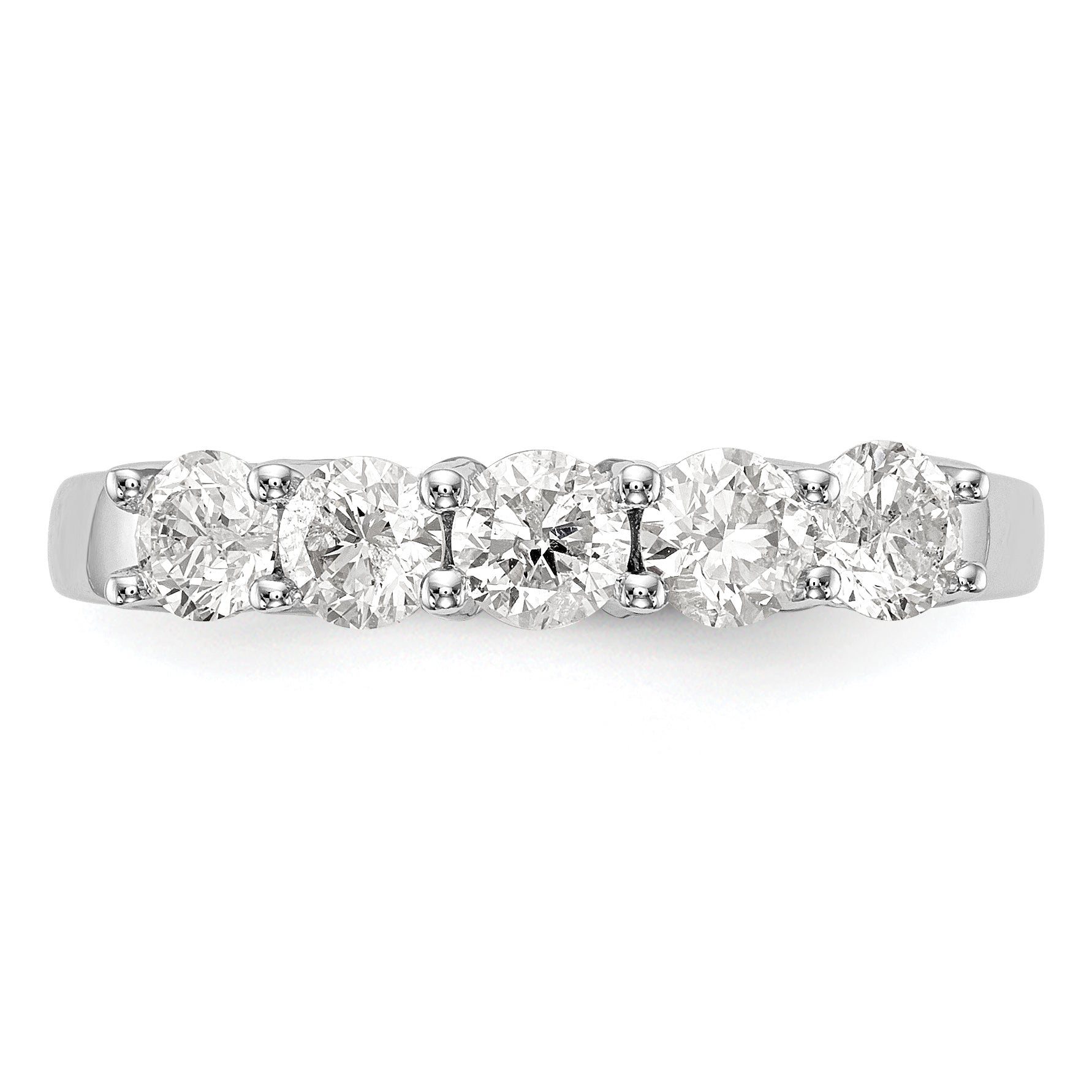 0.88ct. CZ Solid Real 14K White Gold 5-Stone Wedding Wedding Band Ring