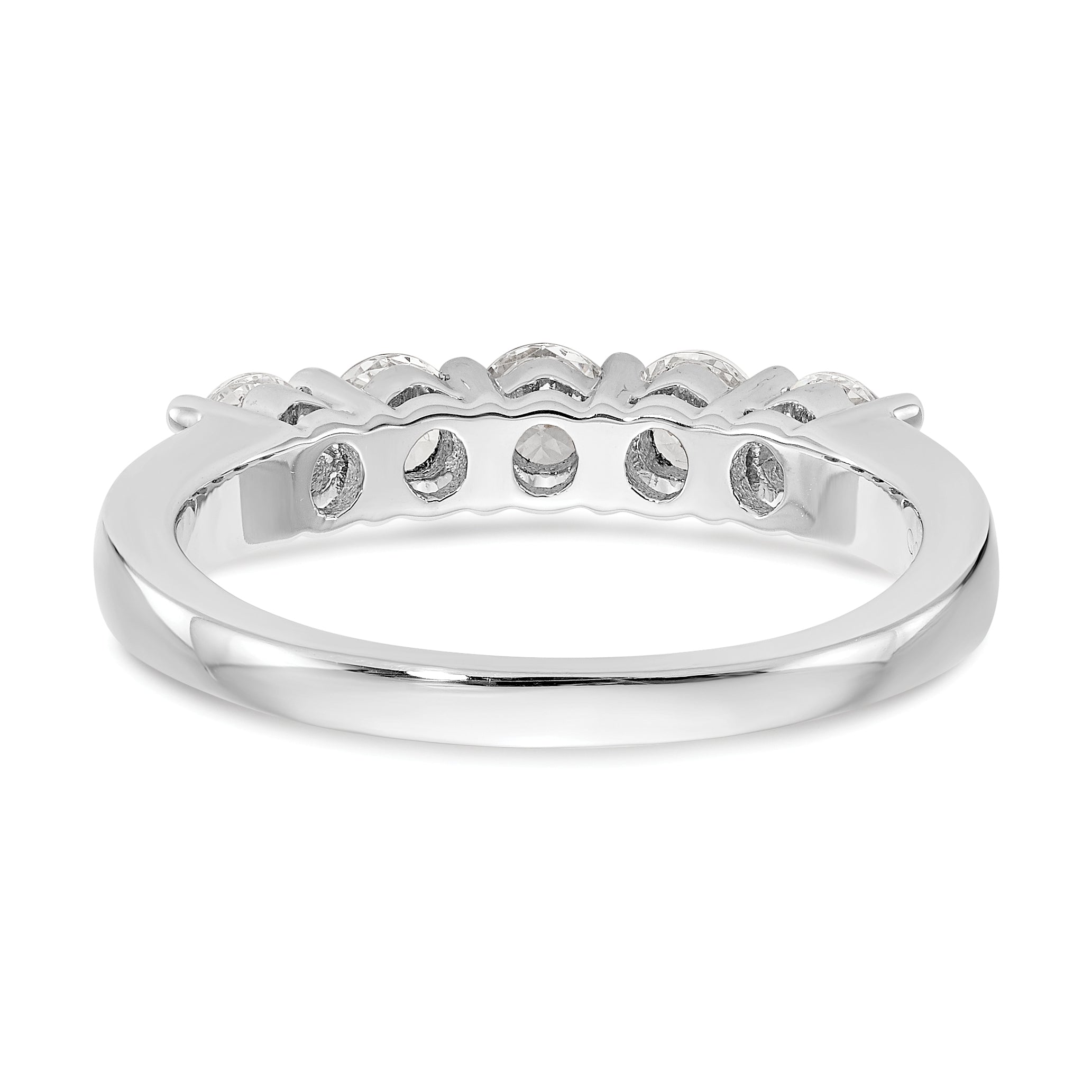 0.88ct. CZ Solid Real 14K White Gold 5-Stone Wedding Wedding Band Ring