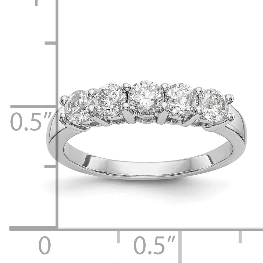 0.88ct. CZ Solid Real 14K White Gold 5-Stone Wedding Wedding Band Ring