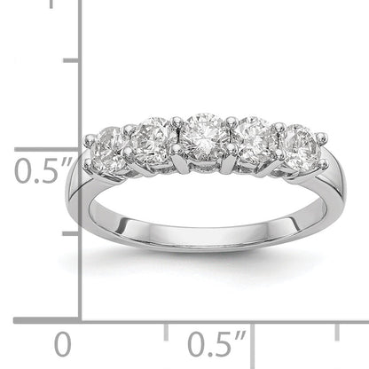 0.88ct. CZ Solid Real 14K White Gold 5-Stone Wedding Wedding Band Ring