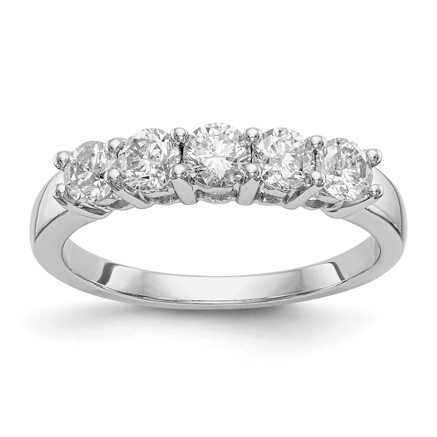 0.88ct. CZ Solid Real 14K White Gold 5-Stone Wedding Wedding Band Ring