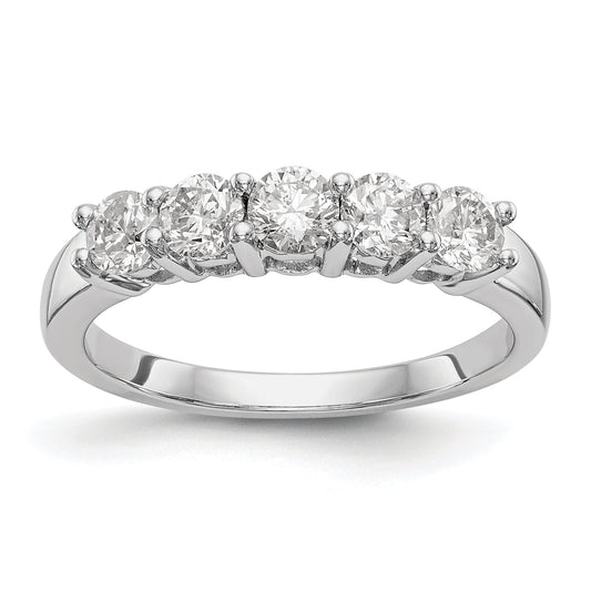 0.88ct. CZ Solid Real 14K White Gold 5-Stone Wedding Wedding Band Ring
