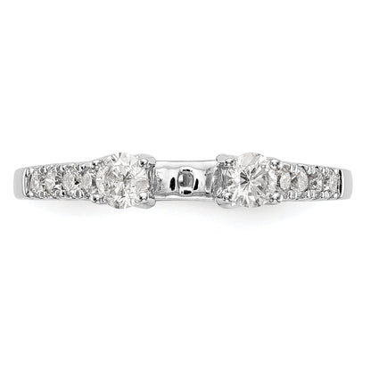 0.47ct. CZ Solid Real 14K White Gold 3-Stone Peg Set Engagement Ring