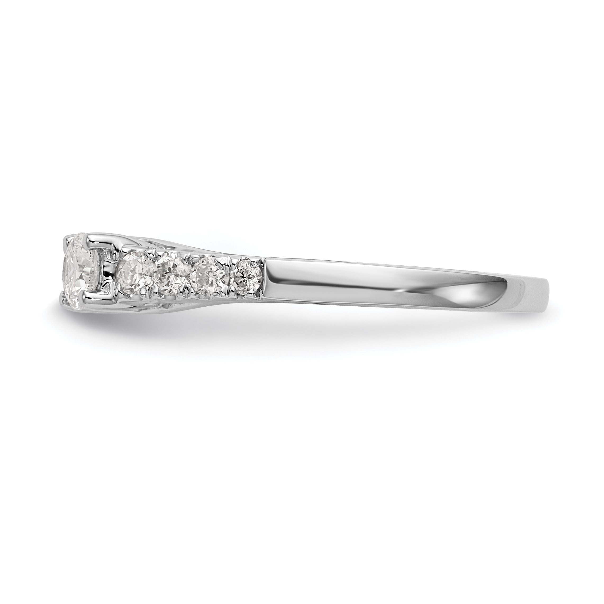 0.75ct. CZ Solid Real 14K White Gold 3-Stone Peg Set Engagement Ring
