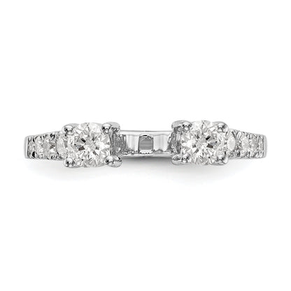 0.75ct. CZ Solid Real 14K White Gold 3-Stone Peg Set Engagement Ring