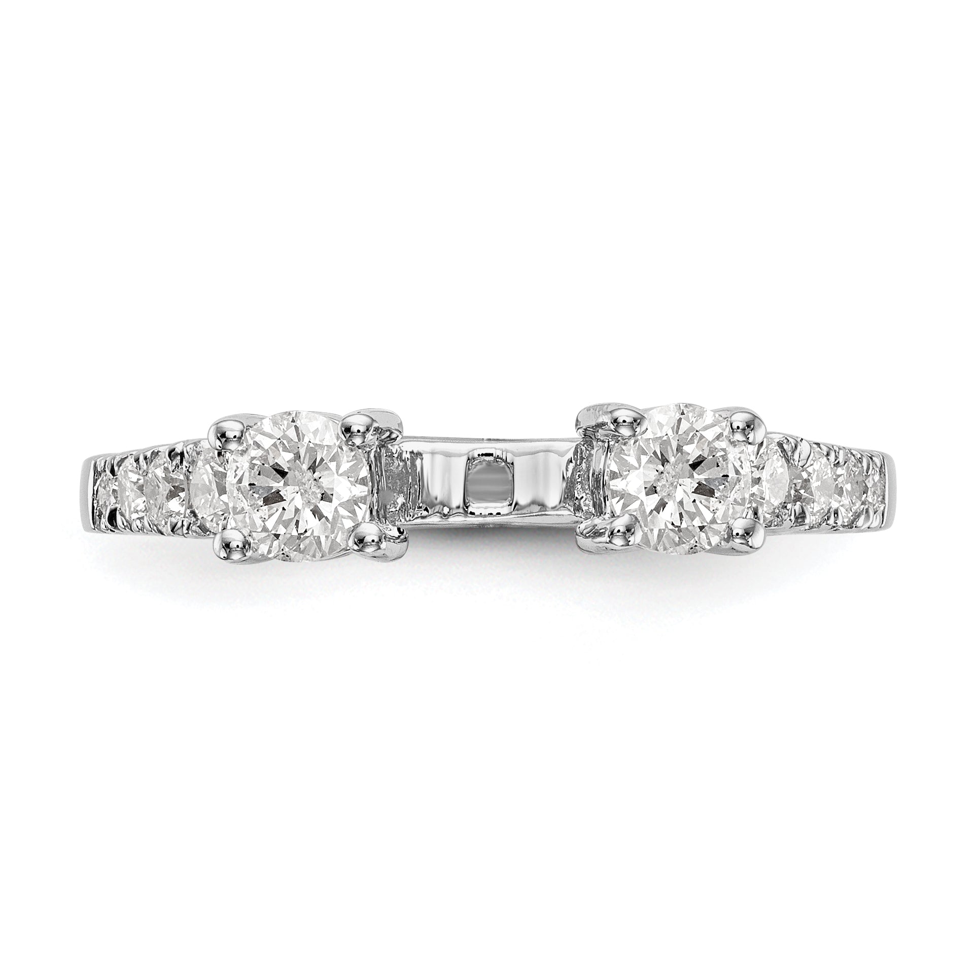 0.75ct. CZ Solid Real 14K White Gold 3-Stone Peg Set Engagement Ring