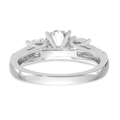 0.75ct. CZ Solid Real 14K White Gold 3-Stone Peg Set Engagement Ring