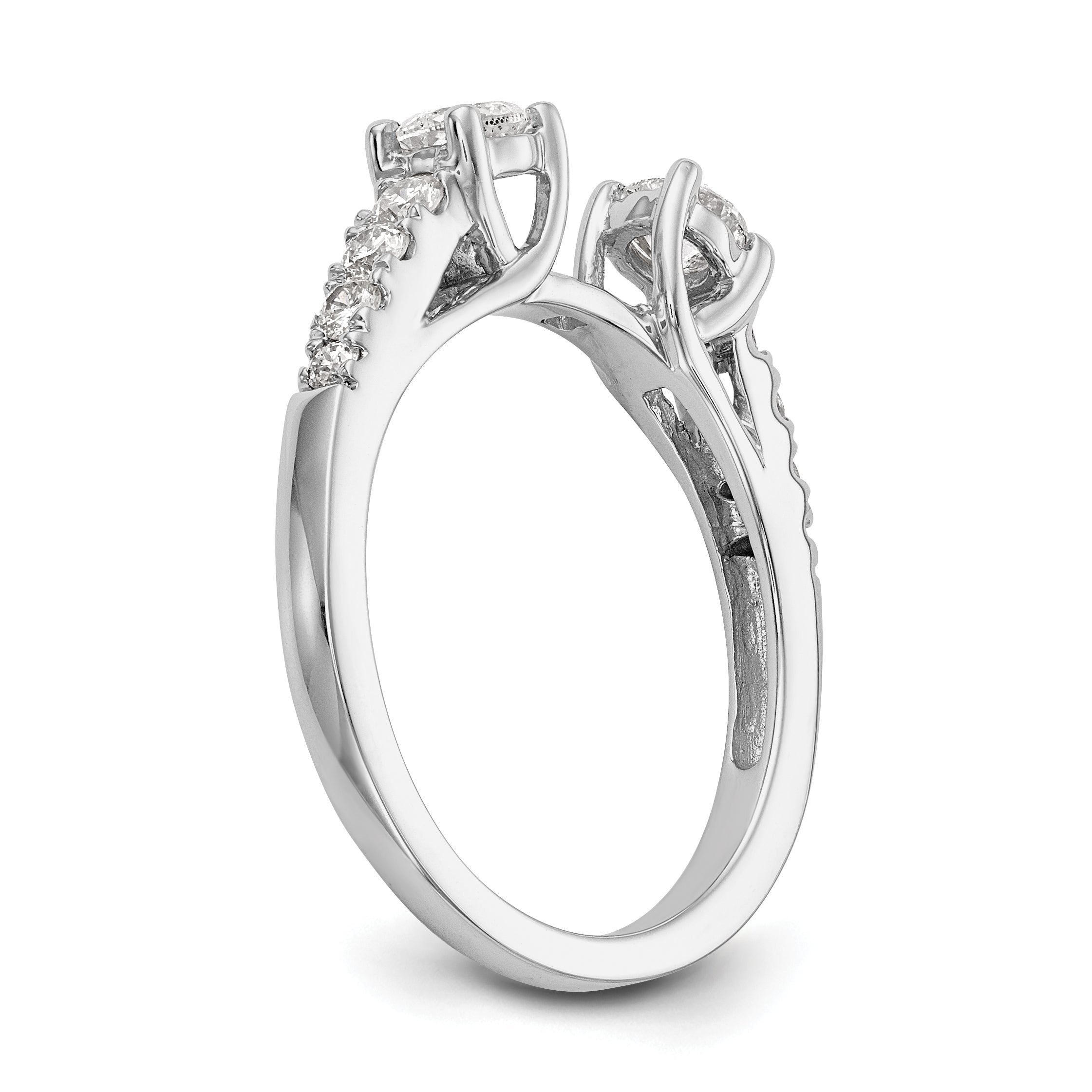 0.75ct. CZ Solid Real 14K White Gold 3-Stone Peg Set Engagement Ring
