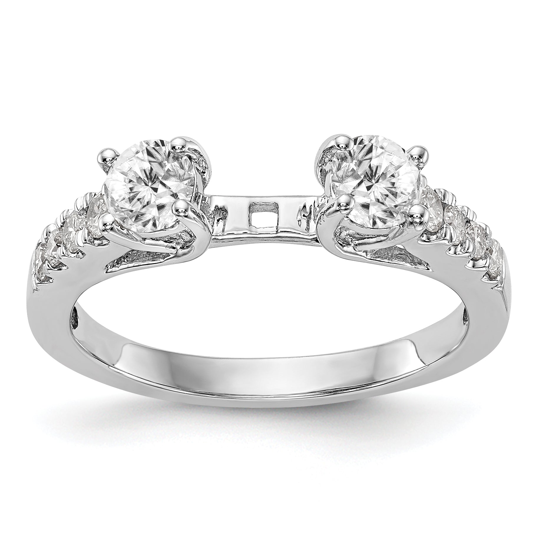 0.75ct. CZ Solid Real 14K White Gold 3-Stone Peg Set Engagement Ring