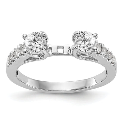 0.75ct. CZ Solid Real 14K White Gold 3-Stone Peg Set Engagement Ring