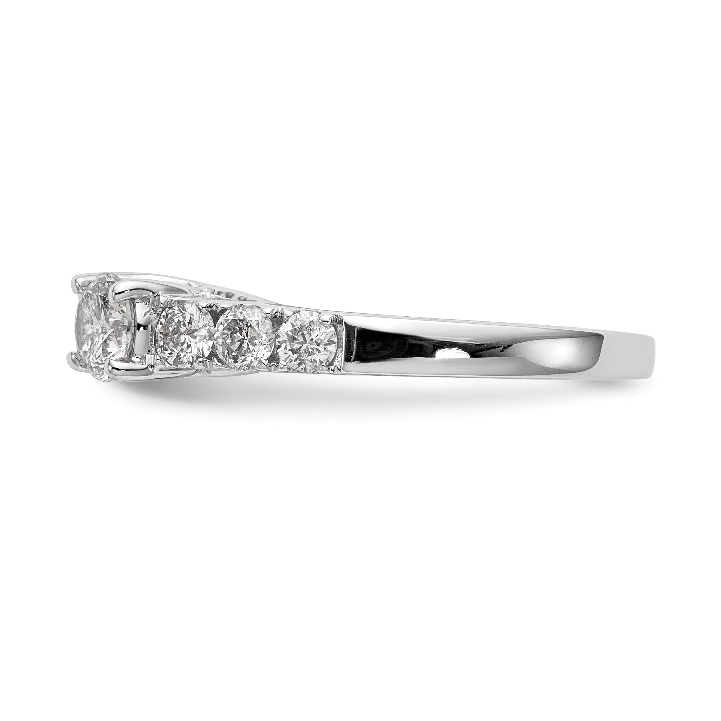 1.29ct. CZ Solid Real 14K White Gold 3-Stone Peg Set Engagement Ring