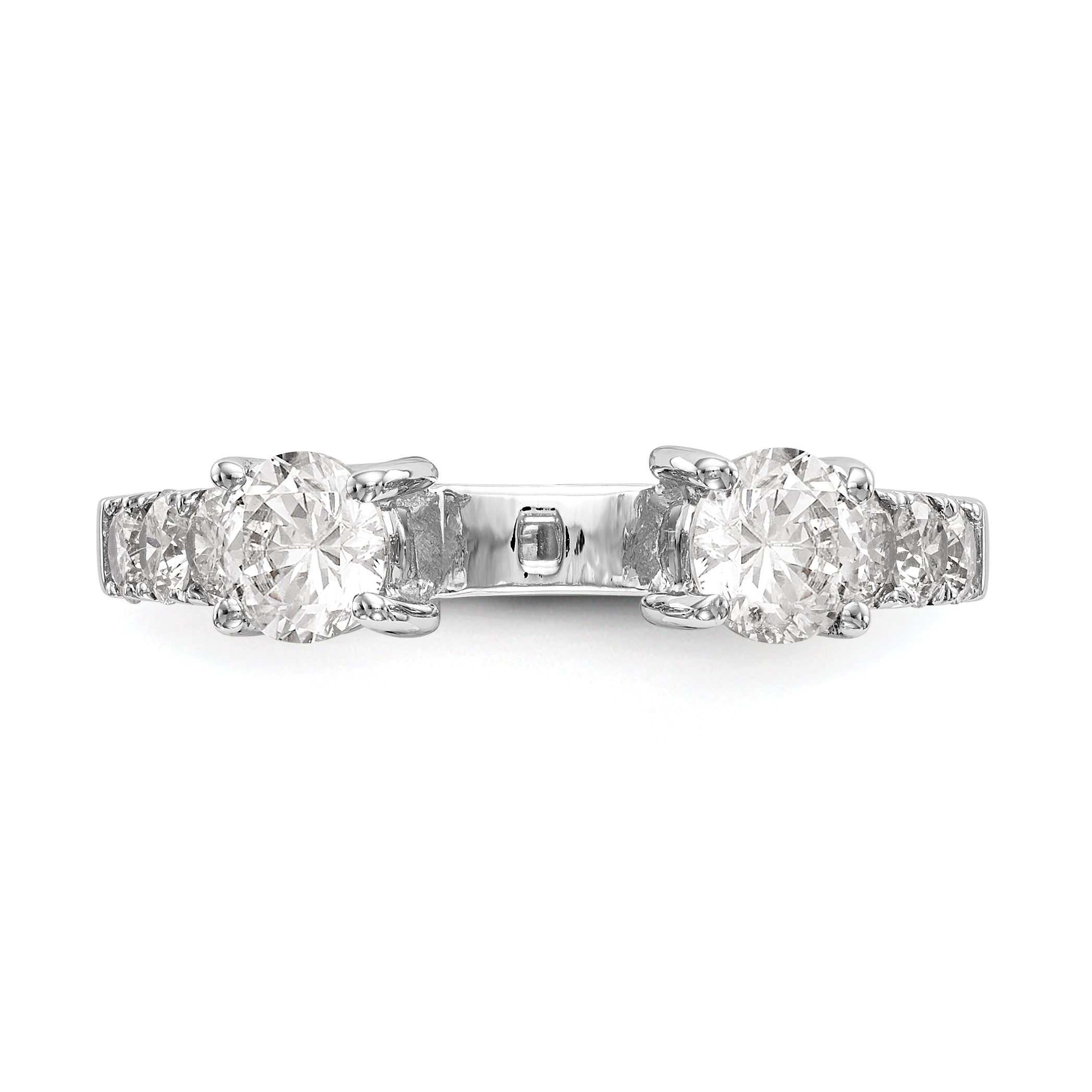1.29ct. CZ Solid Real 14K White Gold 3-Stone Peg Set Engagement Ring