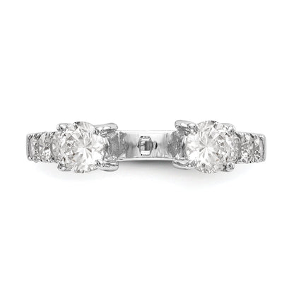1.29ct. CZ Solid Real 14K White Gold 3-Stone Peg Set Engagement Ring