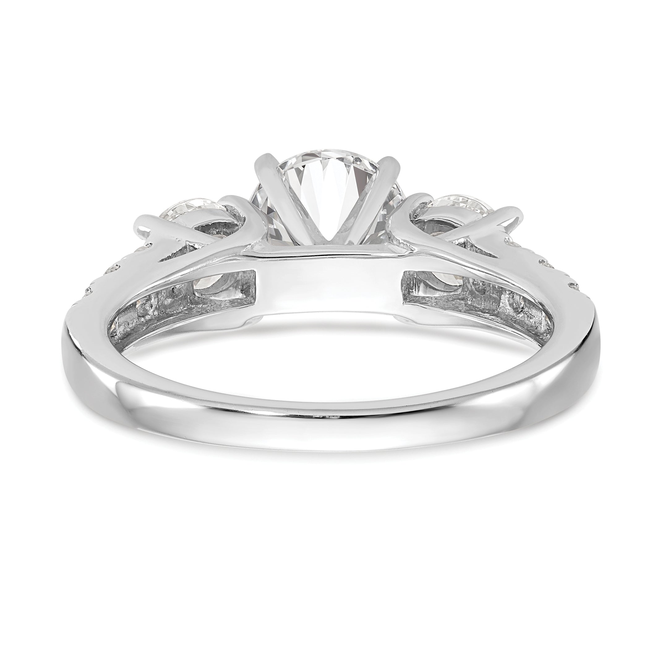 1.29ct. CZ Solid Real 14K White Gold 3-Stone Peg Set Engagement Ring