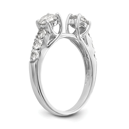 1.29ct. CZ Solid Real 14K White Gold 3-Stone Peg Set Engagement Ring