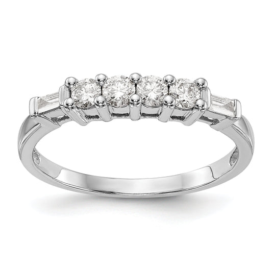 0.32ct. CZ Solid Real 14K White Gold Wedding Wedding Band Ring