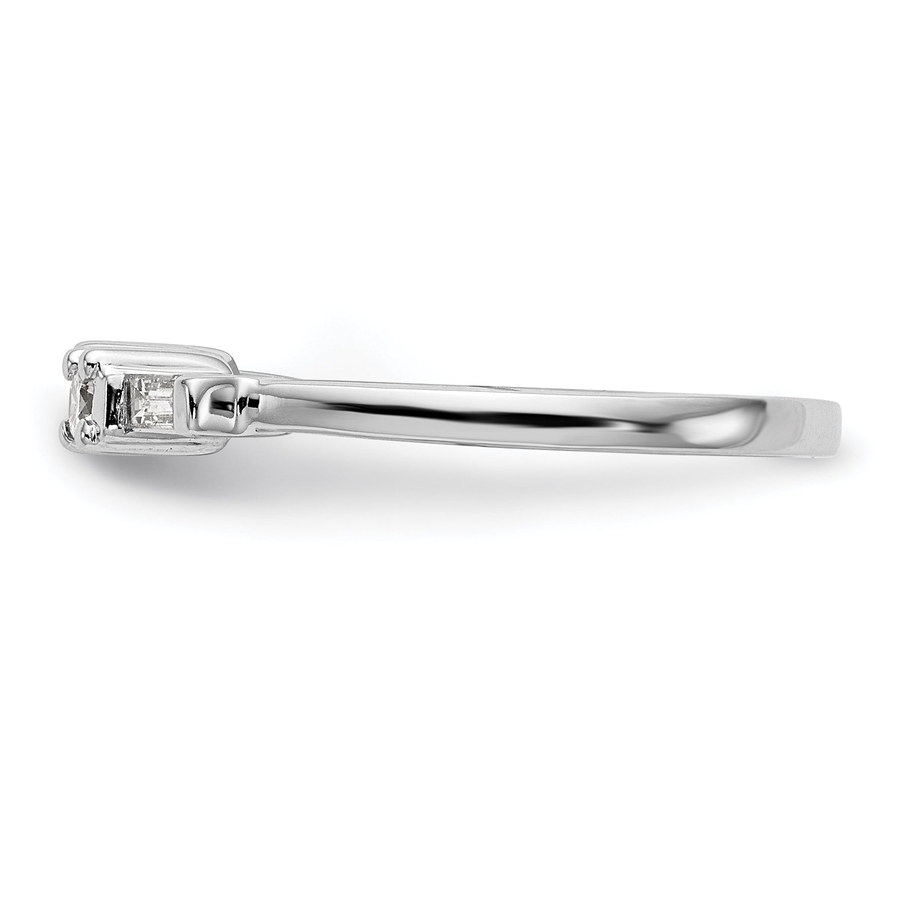 0.18ct. CZ Solid Real 14K White Gold 3-Stone Peg Set Engagement Ring